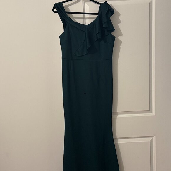 Women's XL/12 Elegant Dark Green Asymmetrical Bodycon Gown - BRAND NEW - Picture 4 of 9